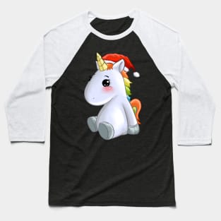 Christmas Unicorn with Santas Hat Unicorn Baseball T-Shirt